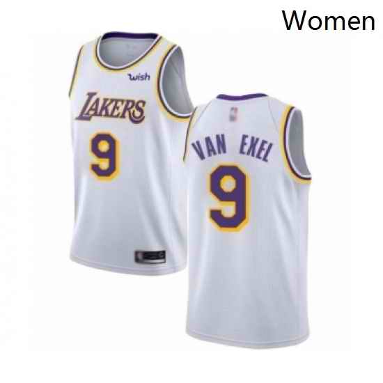 Womens Los Angeles Lakers 9 Nick Van Exel Authentic White Basketball Jerseys Association Edition